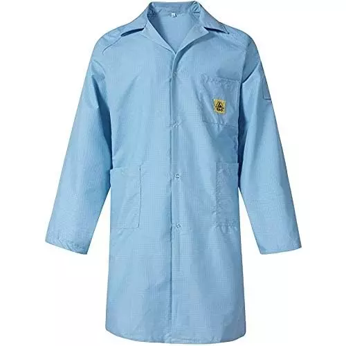 SCHOFIC Antistatic ESD Safe Lab Coat/Jacket Full Sleeves Unisex Blue Size - L (Pack of 50)