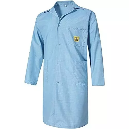 SCHOFIC Antistatic ESD Safe Lab Coat/Jacket Full Sleeves Unisex Blue Size - L (Pack of 50)