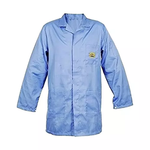 SCHOFIC Antistatic ESD Safe Lab Coat/Jacket Full Sleeves Unisex Blue Size - L (Pack of 50)