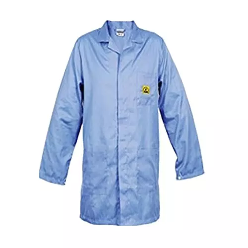 SCHOFIC Antistatic ESD Safe Lab Coat/Jacket Full Sleeves Unisex Blue Size - L (Pack of 50)