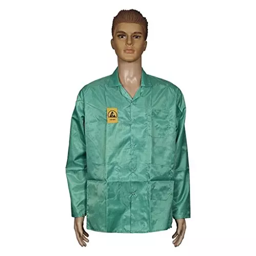 SCHOFIC Antistatic ESD Safe Lab Coat/Jacket Full Sleeves Unisex Green Size - M (Pack of 5)