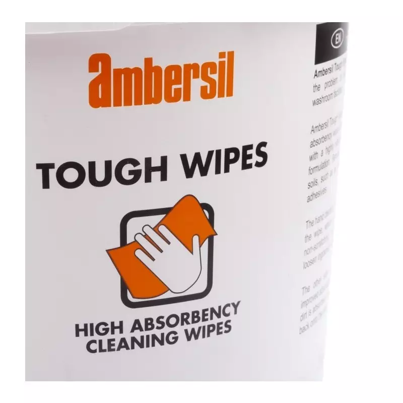 Ambersil TOUGH WIPES Wet Hand Wipes, Bucket of 100, 266 x 280 mm, 30767-AD