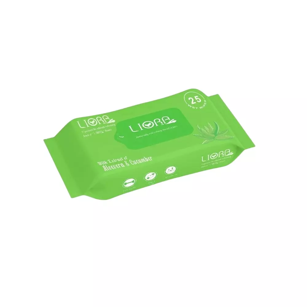 Liora Refreshing Wipes 25 Pulls in 1 Pc Fabric Aloe + Cucumber (Pack of 60)