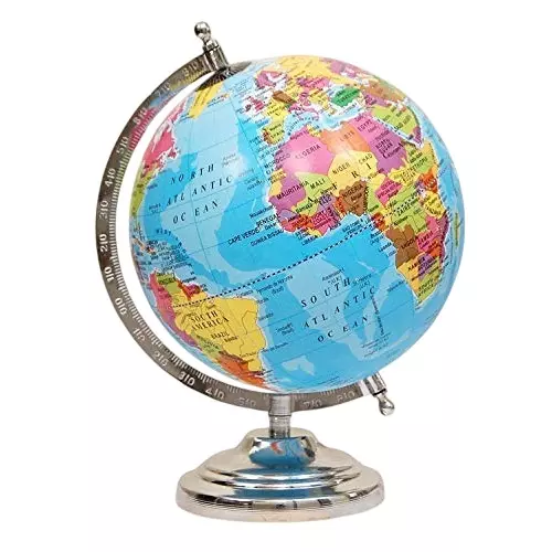 WKM 203.2 mm (8 Inch) World Globe with Nickel Plated Metal Base 6B-8WDH-YVC0