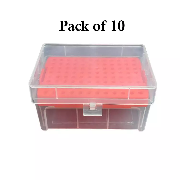 Tarson 96 Place Universal Micro Tip Box, PP Body Capacity 0.2-10 µl for Storing Pipette Tips, 524152 (Pack of 10)