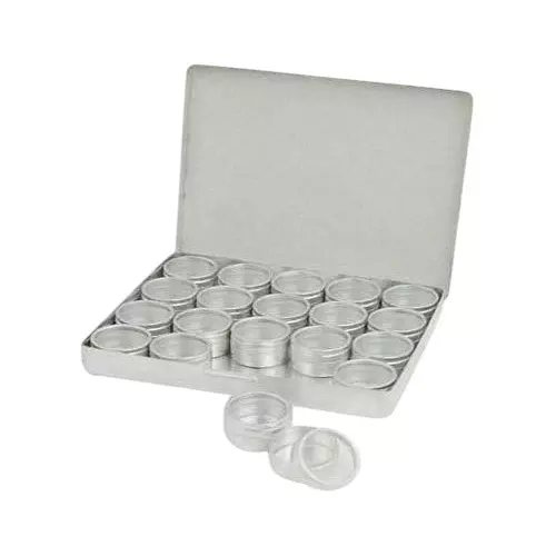 ATOZSHOP11 Aluminium Storage Box with Individual Tins Silver 450 g Capacity Aluminium with Clear Top Lids (Set of 20 Pcs)