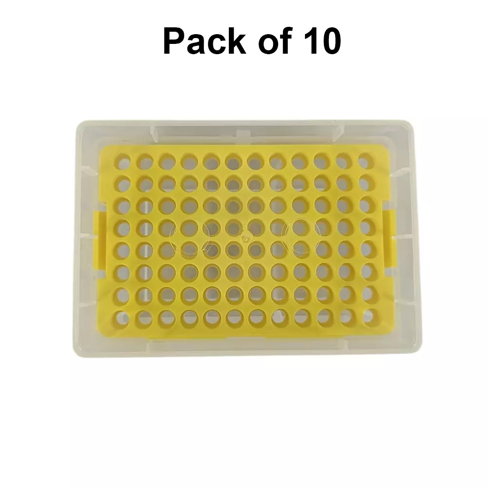 Tarson 96 Place Universal Micro Tip Box, PP Body Capacity 2-200 µl for Storing Pipette Tips, 524153 (Pack of 10)