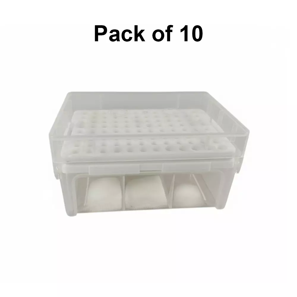 Tarson 96 Place Universal Micro Tip Box, PP Body Capacity 1000 µl for Storing Pipette Tips, 524154 (Pack of 10)