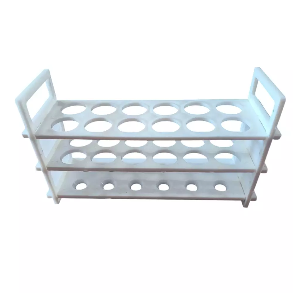 NS 3 Tier Tube Rack Polypropylene Body with 12 Holes of Size 25 mm for Laboratories