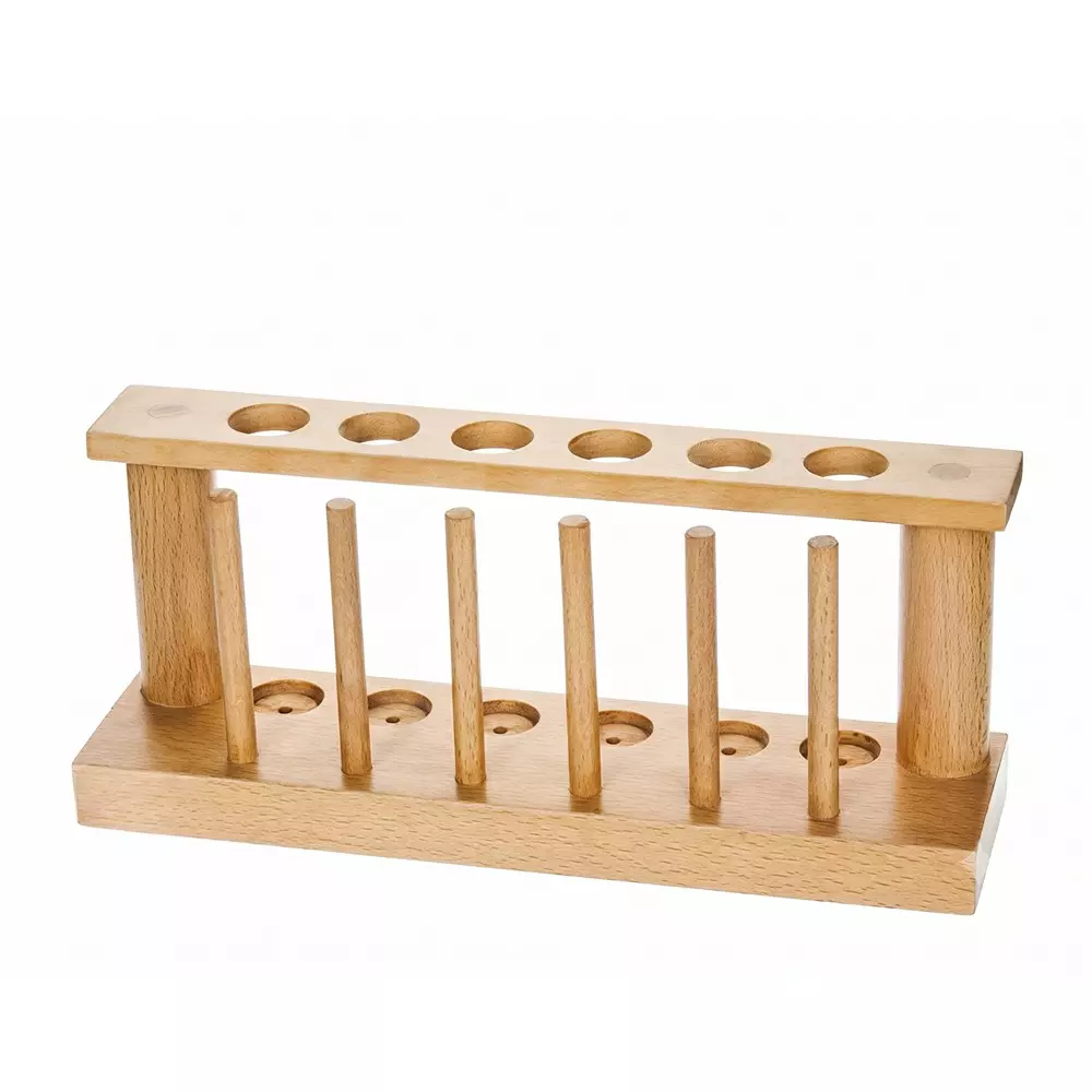 wkm-test-tube-rack-stand-wooden-6-holes-with-drying-pins-25-ml-18-mm-dia-6-pcs-borosilicate-glass-test-tubes