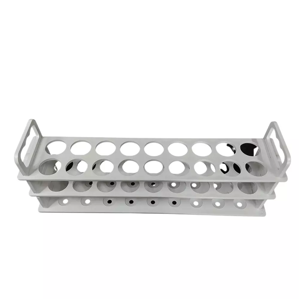 NS 3 Tier Tube Rack Polypropylene Body with 18 Holes of Size 25 mm for Laboratories
