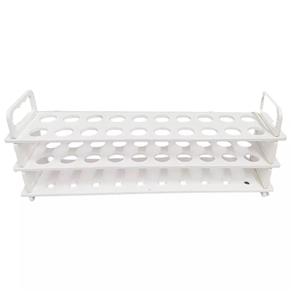 NS 3 Tier Tube Rack Polypropylene Body with 20 Holes of Size 20 mm for Laboratories