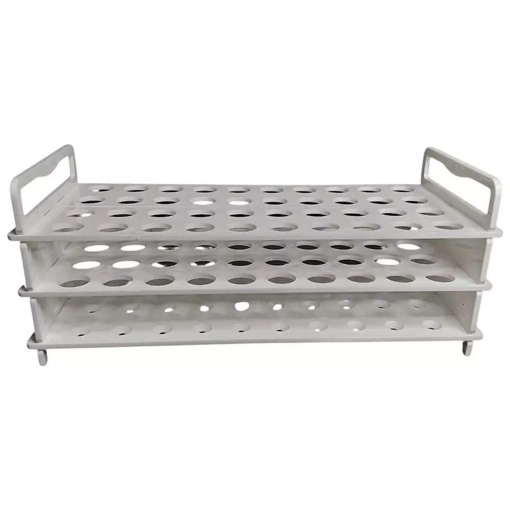 NS 3 Tier Tube Rack Polypropylene Body with 36 Holes of Size 25 mm for Laboratories