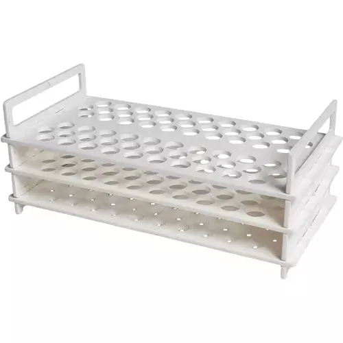 NS 3 Tier Tube Rack Polypropylene Body with 62 Holes of Size 13 mm for Laboratories