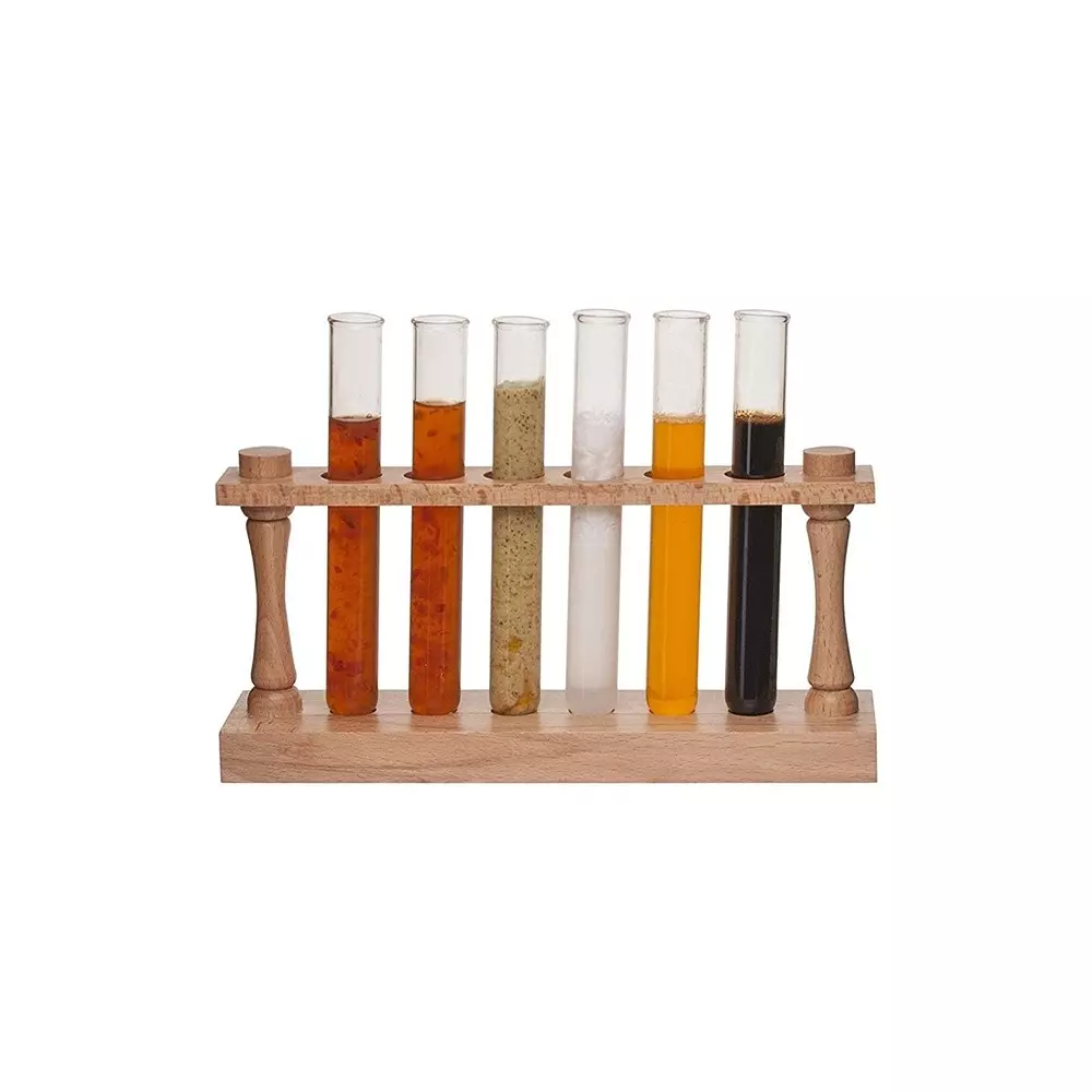 wkm-wooden-test-tube-rack-stand-6-holes-with-drying-pins-6-pcs-borosilicate-glass-test-tubes-30-ml-capcity-22-mm-dia