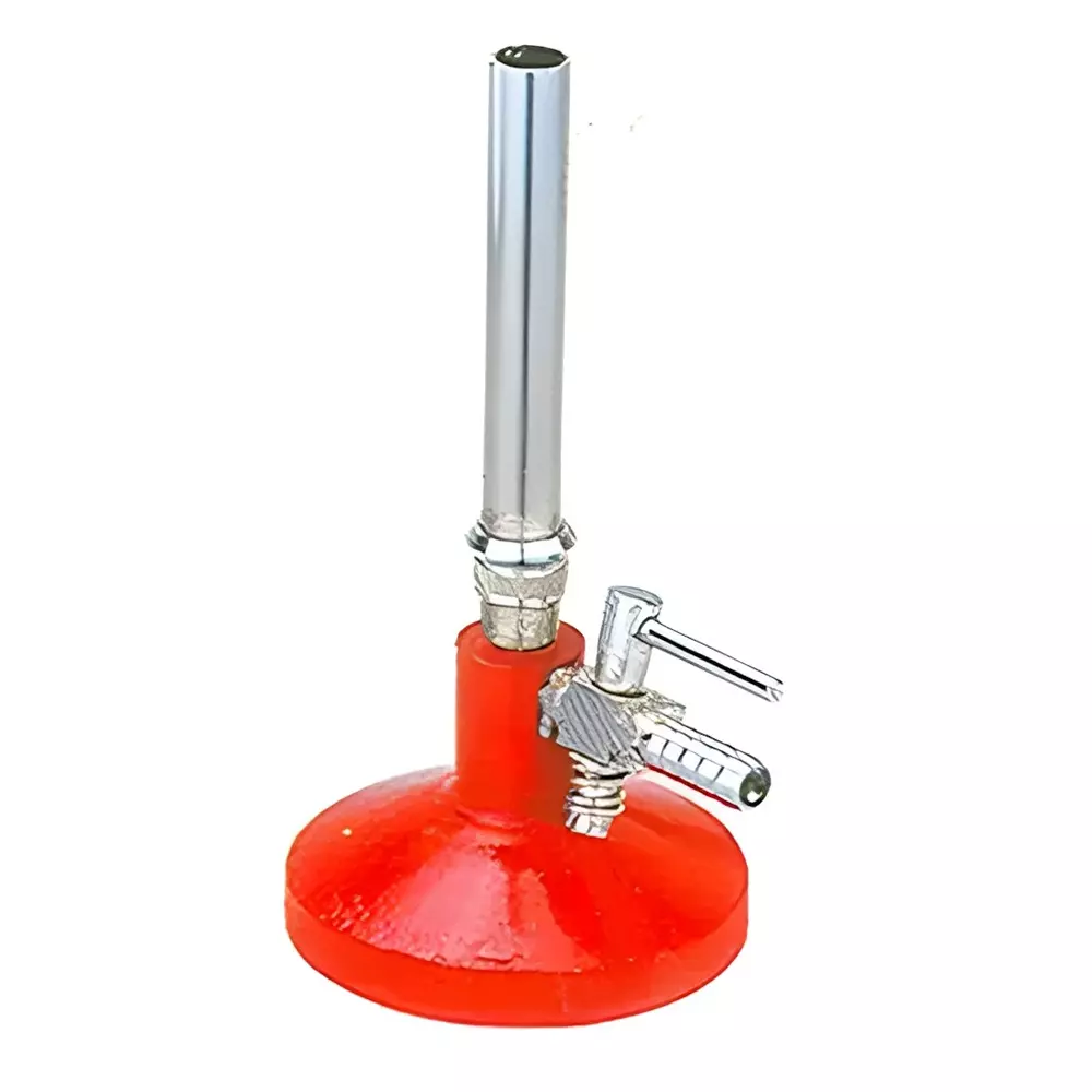 Bysafe Bunsen Burner With Stopcock, Cast Iron Powder Coated Base for Performing Scientific Experiments, RM-GPPD-OXR2