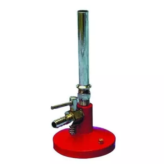 Bysafe Bunsen Burner With Stopcock, Cast Iron Powder Coated Base for Performing Scientific Experiments, RM-GPPD-OXR2