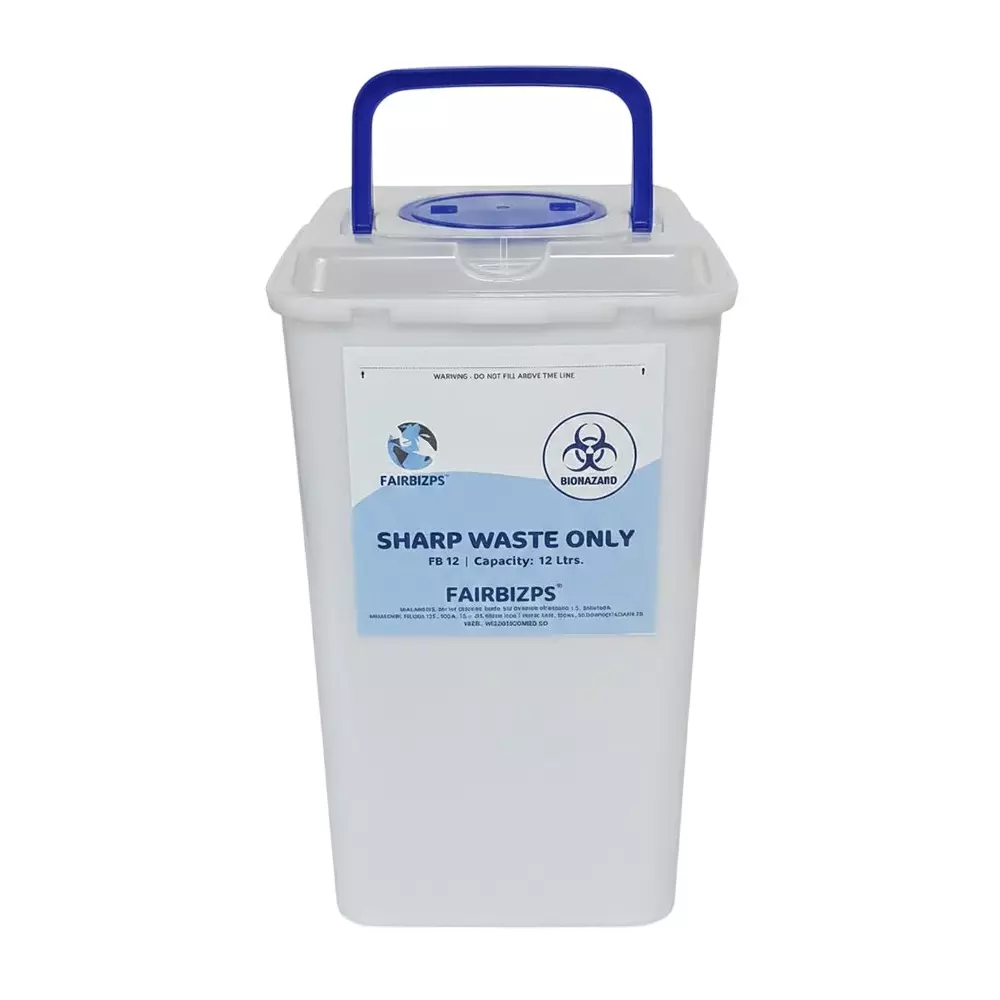 FAIRBIZPS Bio-Medical Sharps Container 12 L Capacity for Needles, Glass Waste & Metallic Implants, FBSC12