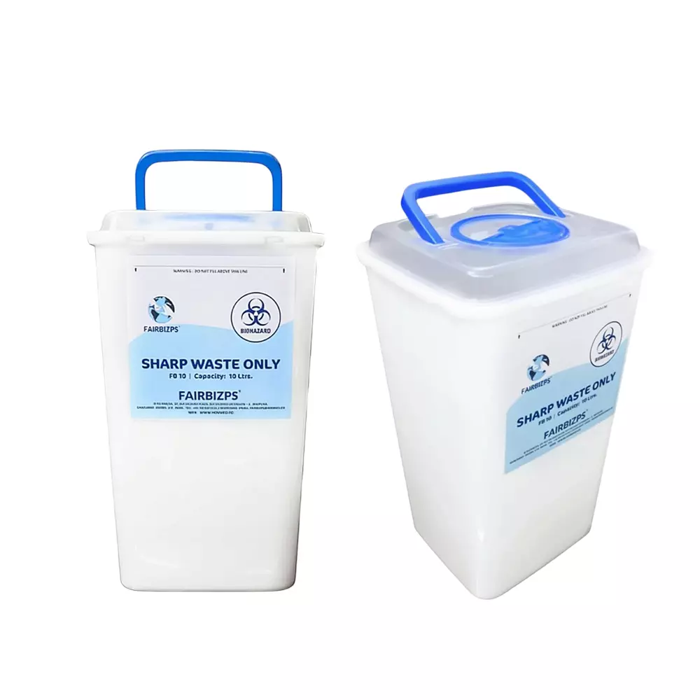 FAIRBIZPS Bio-Medical Sharps Container 10 L Puncture Proof Plastic White, FSSC2514 (Pack of 2)