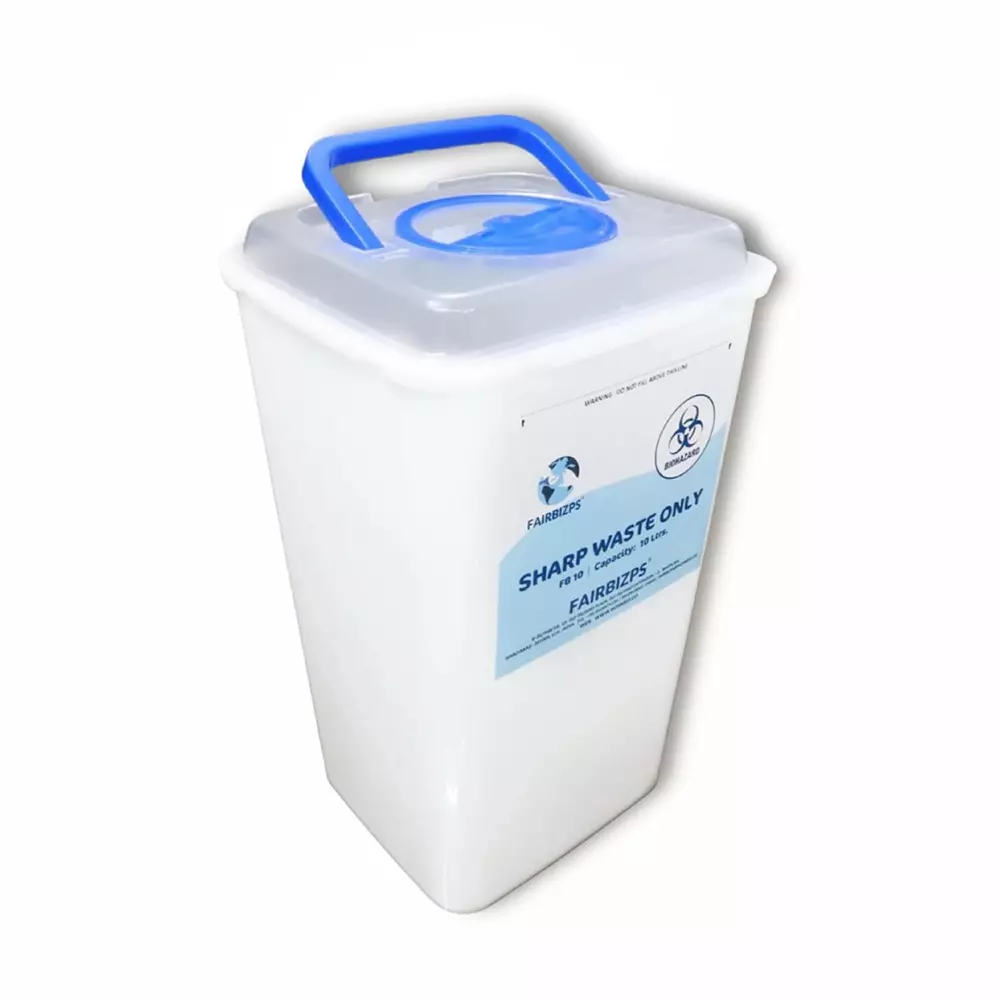 FAIRBIZPS Bio-Medical Sharps Container 10 L Puncture Proof Plastic White, FSSC2514 (Pack of 2)