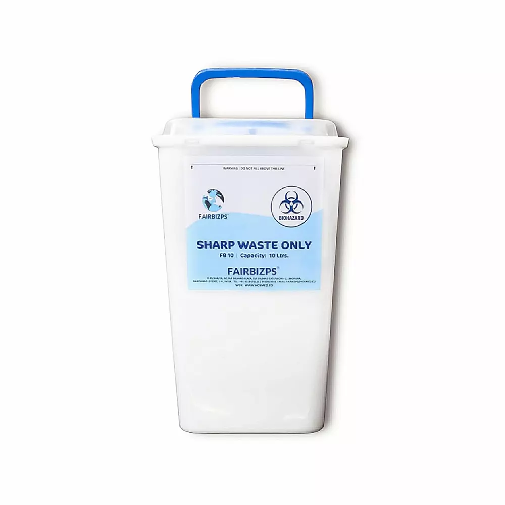 FAIRBIZPS Bio-Medical Sharps Container 10 L Puncture Proof Plastic White, FSSC2514 (Pack of 2)