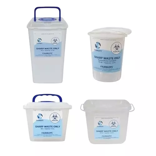 FAIRBIZPS Bio-Medical Sharps Container 4 Pcs Combo Pack 1.5 L, 3 L, 5 L & 12 L Capacity for Needles, Glass Waste & Metallic Implants, FBSC26
