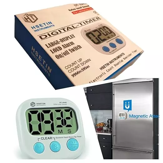 KERRO Digital Count Down/Up Timer with Magnetic Clamp and Loud Noise for Kitchen, DT1045