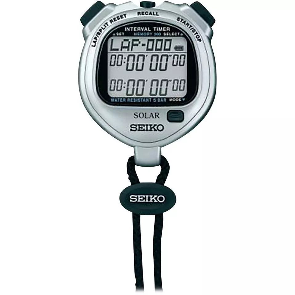AS ONE Solar-Powered Digital Stopwatch with JCSS Calibration Silver Color, SVAJ101