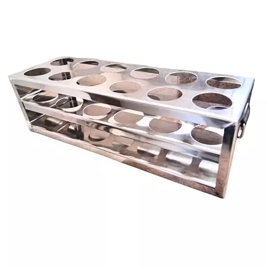 Bysafe Stainless Steel Test Tube Stand 304 Grade With 40 mm Hole Size and 12 Holes, FR-16VG-K9WI