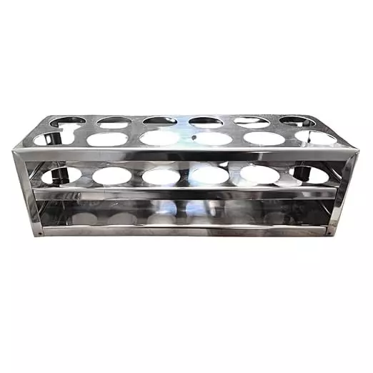 Bysafe Stainless Steel Test Tube Stand 304 Grade With 40 mm Hole Size and 12 Holes, FR-16VG-K9WI