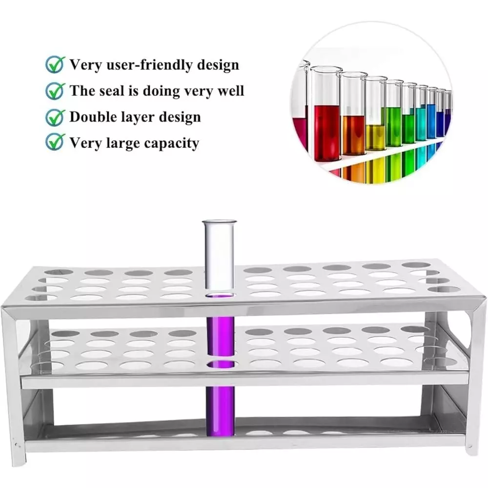 Bysafe Stainless Steel Test Tube Stand 304 Grade With 20 mm Hole Size and 24 Holes, 22-WF3G-X80I