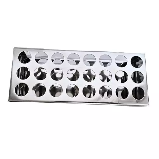 Bysafe Stainless Steel Test Tube Stand 304 Grade With 26 mm Hole Size and 24 Holes, G0-9X9A-TNY4