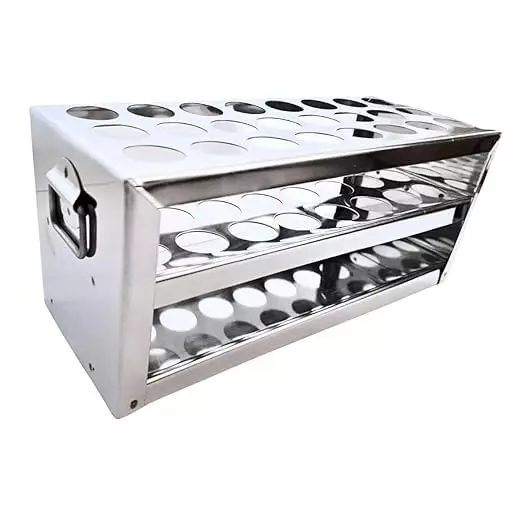 Bysafe Stainless Steel Test Tube Stand 304 Grade With 20 mm Hole Size and 24 Holes, NA-2JIV-IAMJ