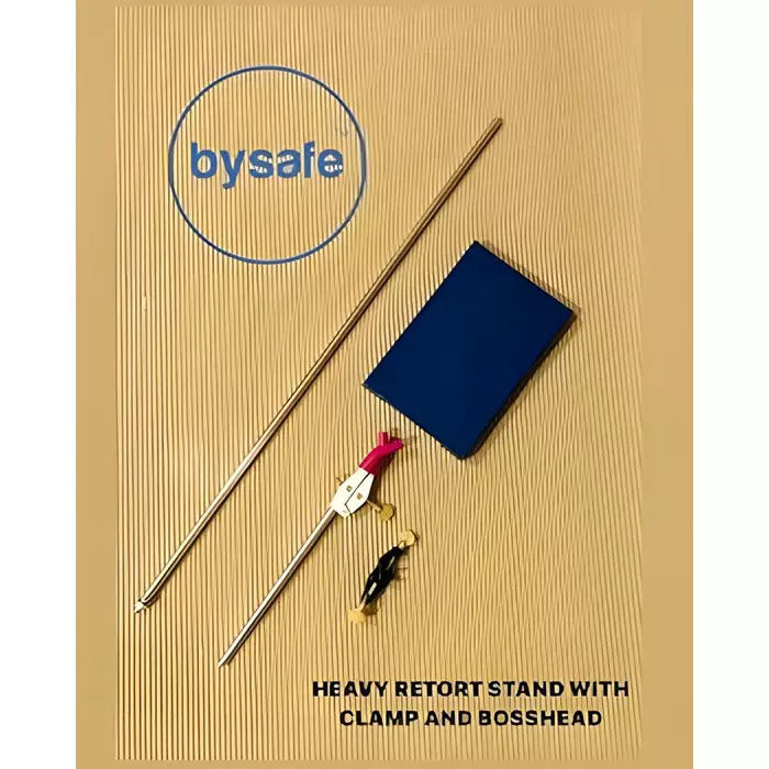 Bysafe Burette Stand Cast Iron Body Size 9x6 inch (228.6x150 mm), 10 mm Dia. Stainless Steel Rod with Bosshead and Burette Clamp, 6W-UJ70-CIJD