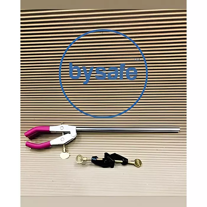 Bysafe Burette Stand Cast Iron Body Size 9x6 inch (228.6x150 mm), 10 mm Dia. Stainless Steel Rod with Bosshead and Burette Clamp, 6W-UJ70-CIJD