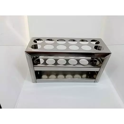 Bysafe Stainless Steel Test Tube Stand 304 Grade With 20 mm Hole Size and 12 Holes, 0V-UYEP-3SDQ