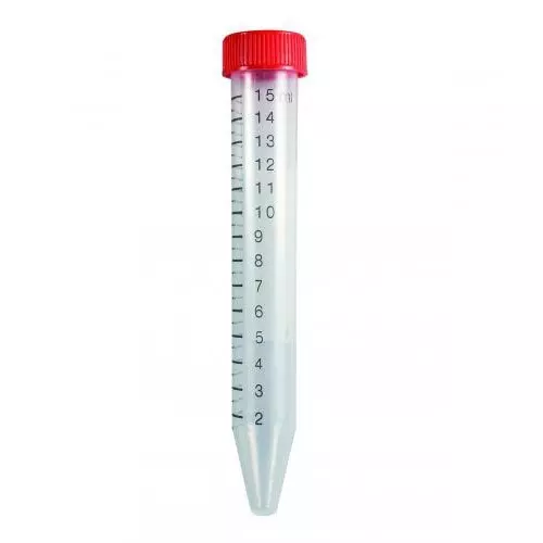 Abdos 15 ml Centrifuge Tube Racked Conical Bottom with Red Color Cap and 121 mm Height, P10455 (Pack of 500)