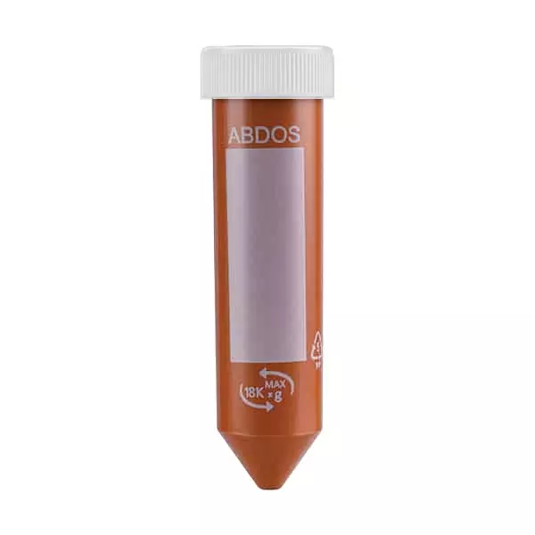 Abdos Racked 50 ml Amber Plastic Centrifuge Tube With Conical Bottom and White Cap, P10463 (Pack of 500)