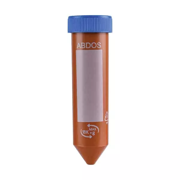 Abdos Racked 50 ml Amber Plastic Centrifuge Tube With Conical Bottom and Blue Cap, P10417 (Pack of 500)