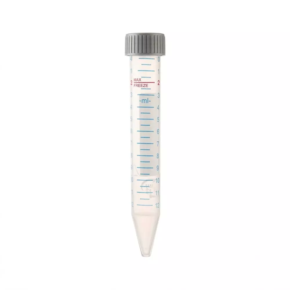 ABDOS 15 ml Centrifuge Tube Conical Bottom PP/HDPE Body Grey Cap 15000xg RCF Sterile in Bagged Packing, P10468 (Pack of 500)