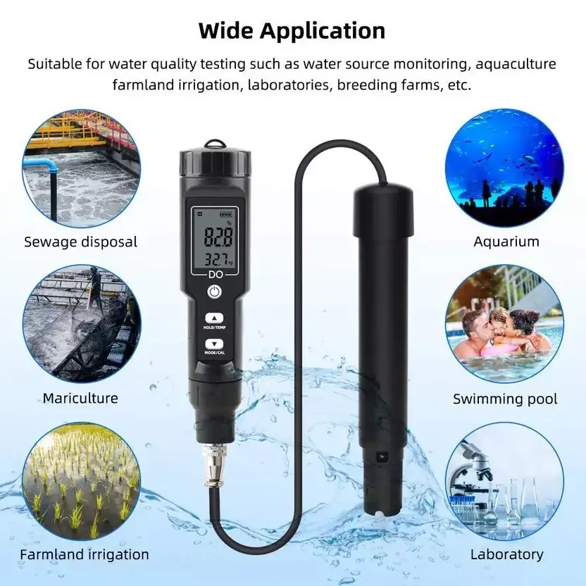 KERRO By MxRady Dissolved Oxygen Meter 0-40 mg/L Measuring Range ±1.5% F.S. Accuracy Black, DO-9100