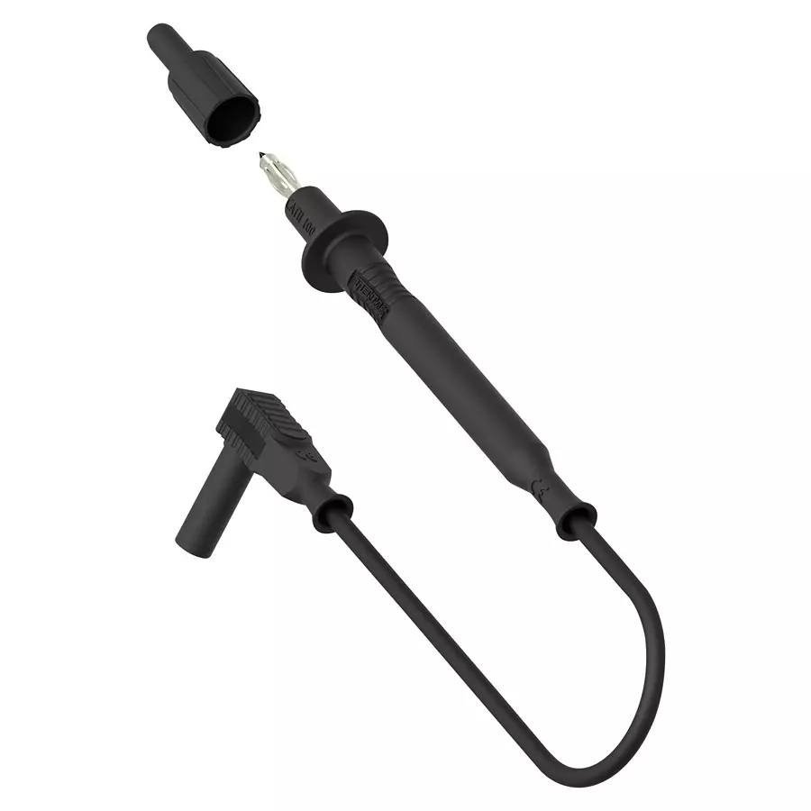 MULTICOMP PRO Test Tip Probes 4MM BANANA TIP PROBE-R/A PLUG, BLACK, 1M, 76-047