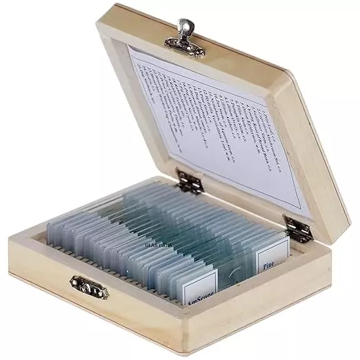 WKM Zoology Prepared Slides 25 Pcs with Wooden Storage Box for Educational & Research Use, ‎WKM-GS-25