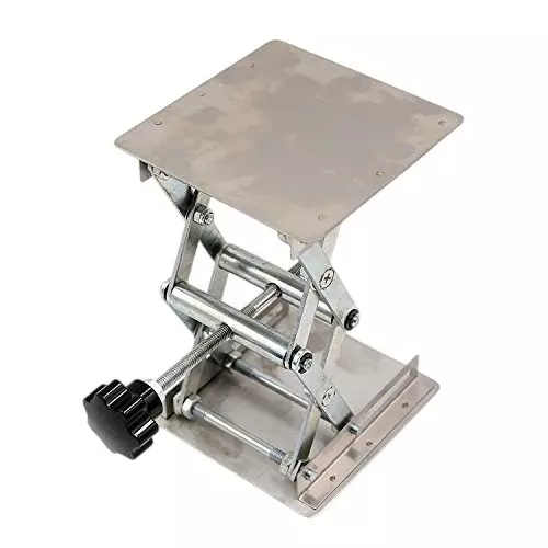 WKM Laboratory Jack  Screw-operated Mechanism with 20x20 cm Mild Steel Heavy-Duty Scissor Lift Platform Silver