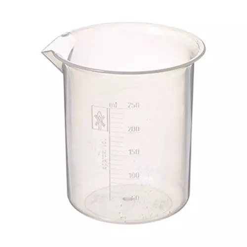 WKM Plastic Beaker Transparent 250 ml Capacity for Measuring, Mixing and Holding Liquids, ‎BEAKER250M12 (Pack of 12 Pcs)