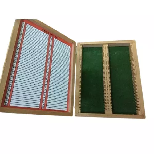 wkm-wooden-slide-box-holds-100-microscope-slides-with-index-felt-lining-hinged-lid-numbered-slots-for-safe-storage-transport