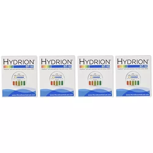 Hydrion Quat Check Test Paper Dispenser 0 - 400 PPM Measurement Range, QT-10 (4 Kit)
