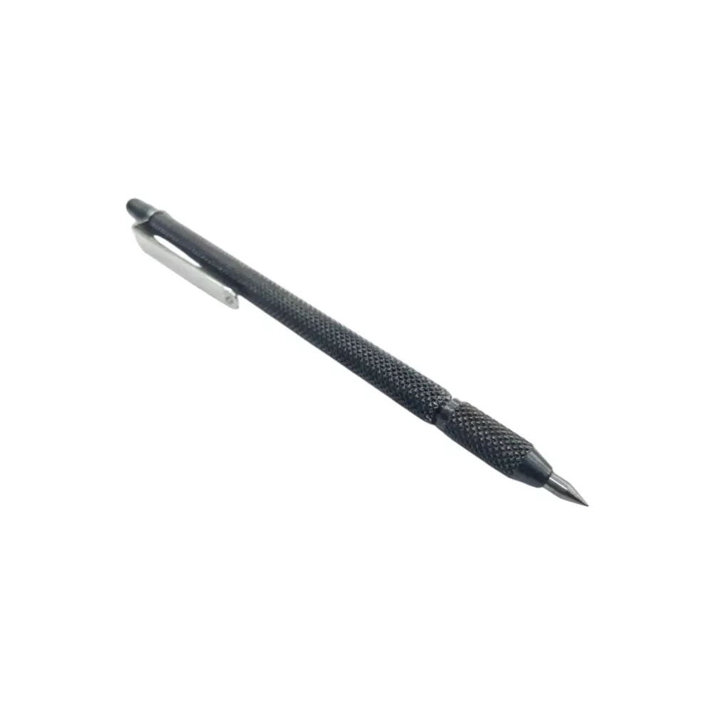 Buyohlic International Tungsten Carbide-Tipped Scribing Pen Knurled Aluminum 135 mm Overall Length, Grey