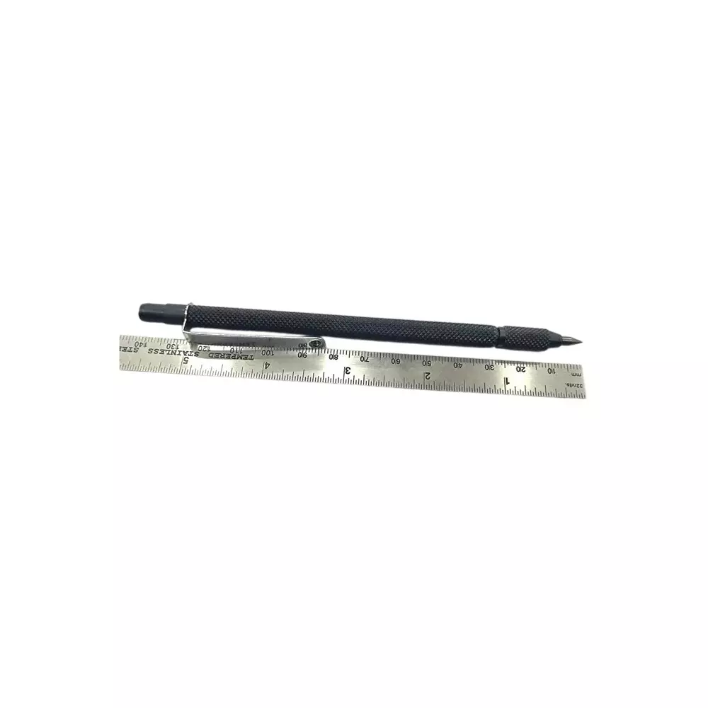 Buyohlic International Tungsten Carbide-Tipped Scribing Pen Knurled Aluminum 135 mm Overall Length, Grey