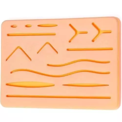 WKM Suture Practice Pad 3-Layer Silicone Skin with Pre-Cut Wounds for MBBS, Nursing & Surgical Skill Training